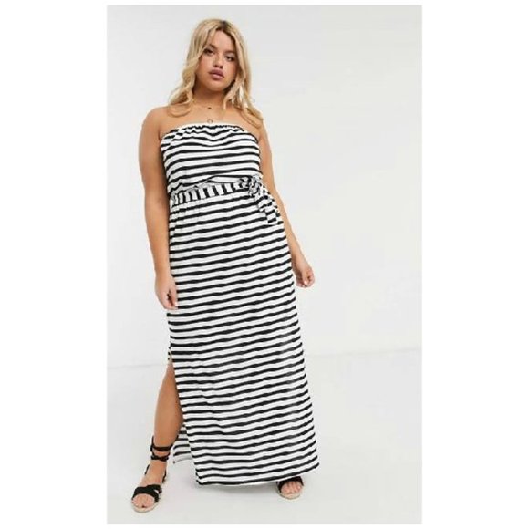 ASOS Curve Dresses & Skirts - NWT ASOS Curve Black & White Bandeau Maxi Dress